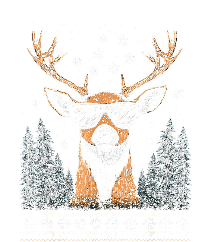 Funny Christmas Reindeer With Sunglasses Ugly Christmas Gift V-Neck T-Shirt