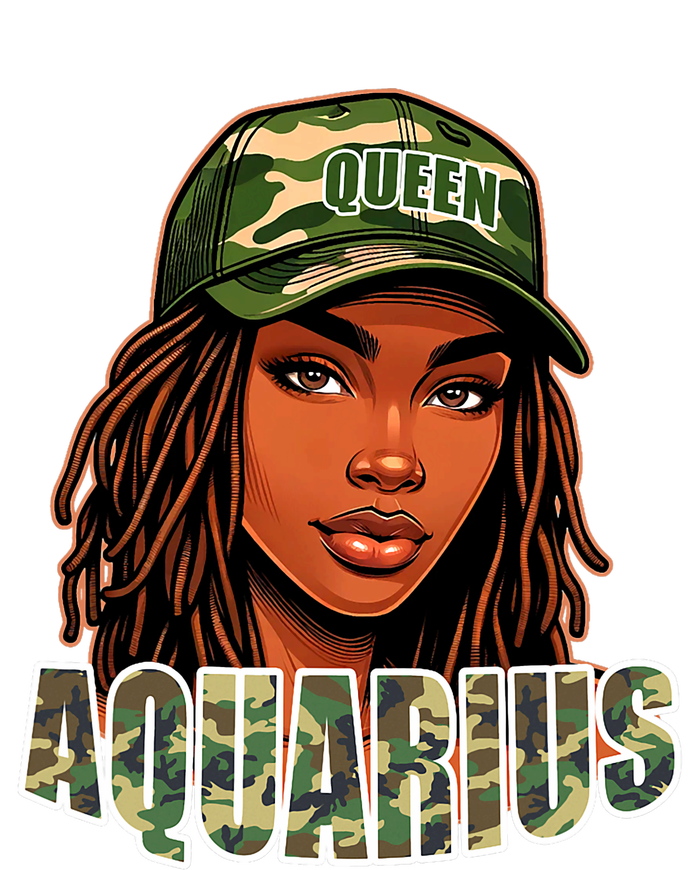 Aquarius Queen Black Woman Camo Hat Locs Birthday Tote Bag