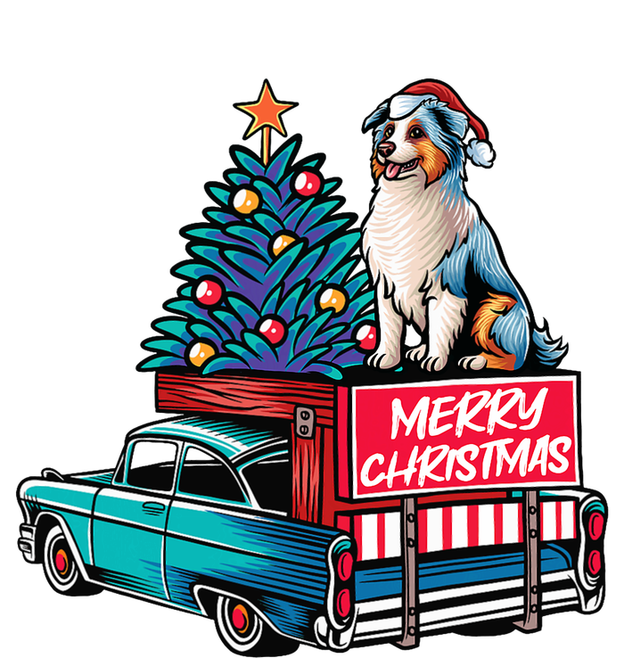 Australian Shepherd Merry Christmas Truck Christmas Tree Women's Perfect Tri Rocker Tank