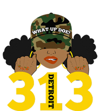 What Up Doe 313 Detroit Black Woman Camo Afro Puffs T-Shirt