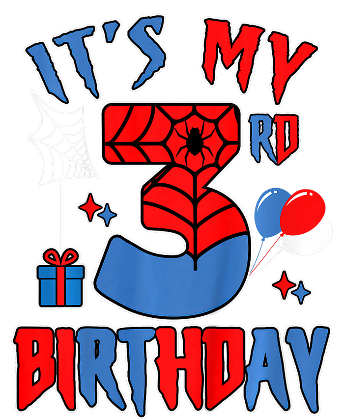 3rd Birthday Spider Web Theme Party Three 3 Year Bday T-Shirt