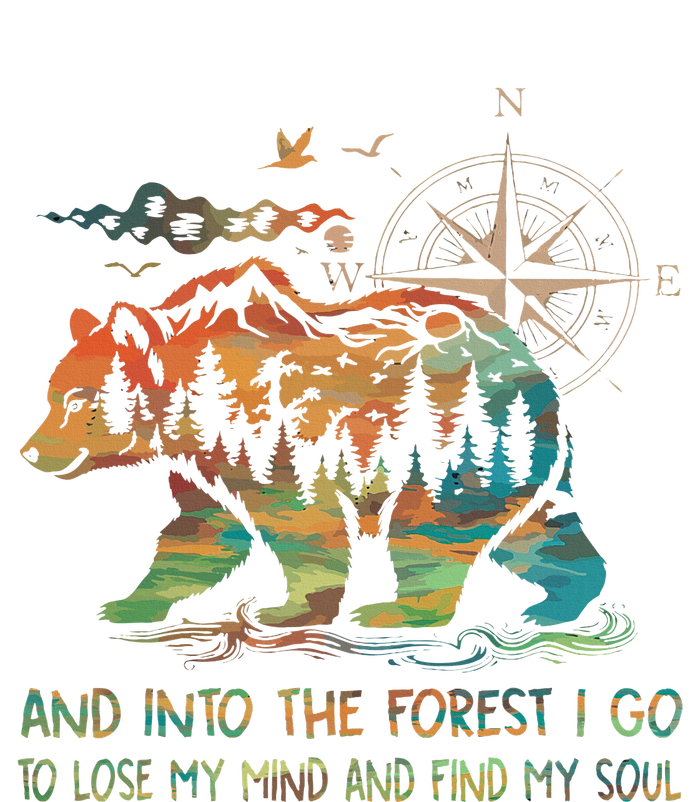 And Into The Forest I Go To Lose My Mind Camping Bear Retro Dry Zone Grid Polo