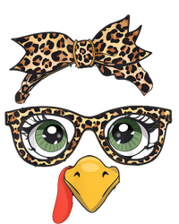 Leopard Print Thanksgiving Turkey Face Glasses Women Girl T-Shirt