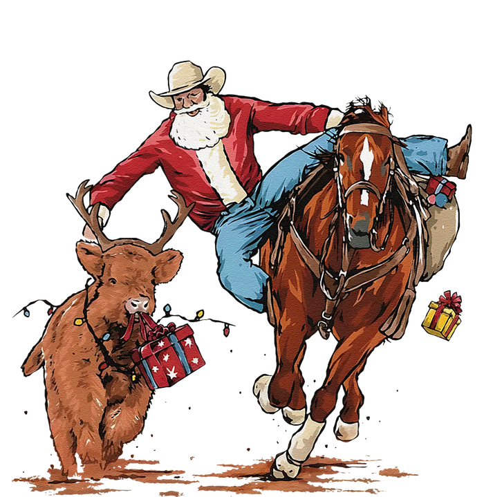 Cowboy Santa Bulldogging Christmas Xmas Cooling Performance Crew T-Shirt