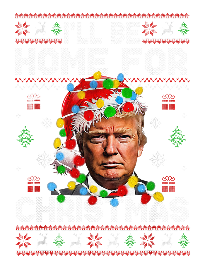 ILl Be Home For Christmas Funny Santa Trump Pajamas Ugly Cooling Performance Long Sleeve Crew