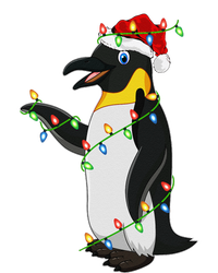 Xmas Lights Santa Hat Emperor Penguin Christmas T-Shirt