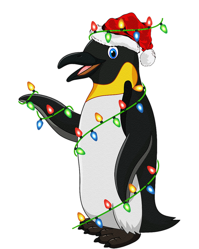 Xmas Lights Santa Hat Emperor Penguin Christmas T-Shirt