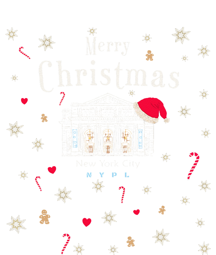 New York City Merry Christmas Manhattan Library Drawing Tall Long Sleeve T-Shirt