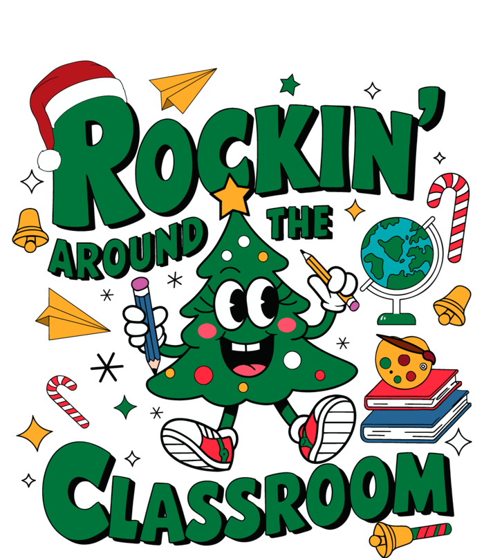 Rockin Around The Classroom Christmas Holiday Xmas Short Acrylic Beanie