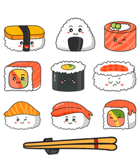 Happy Sushi Anime Kawaii Set Japanese Food Lover Otaku Manga Cooling Performance Long Sleeve Crew