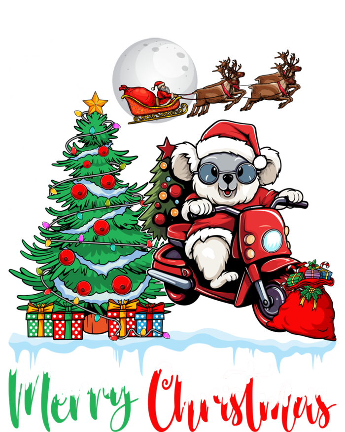 Koala Riding Motorcycle Xmas Santa Hat Merry Christmas Koala Gift T-Shirt