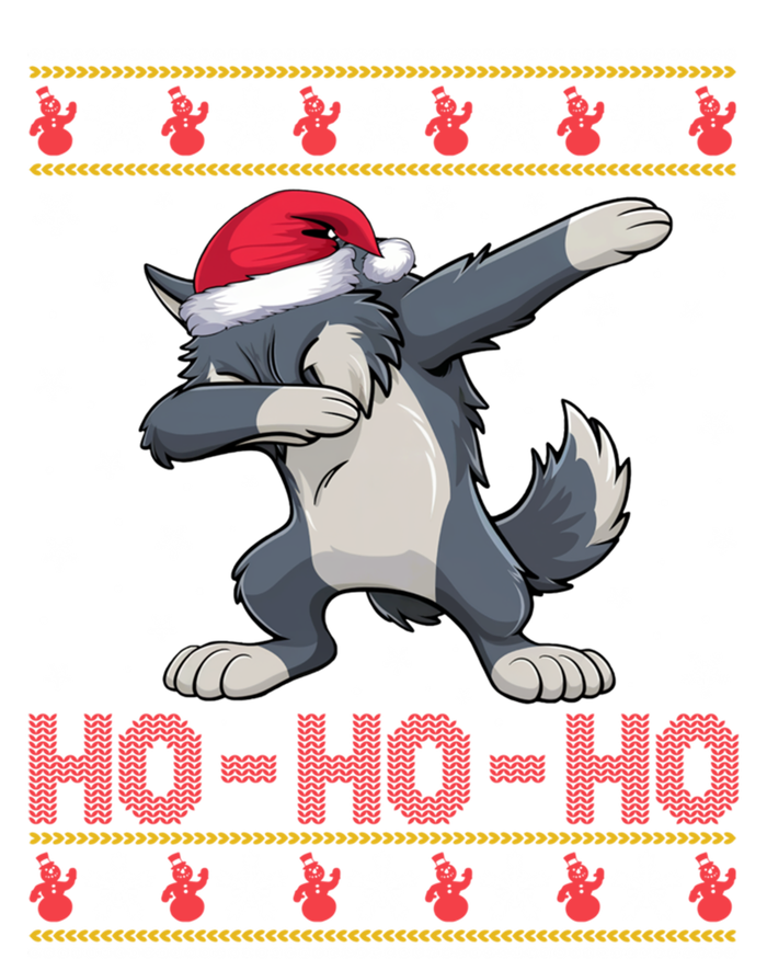 Santa Hat Dabbing Wolf Ho Ho Ho Funny Ugly Christmas Gift T-Shirt