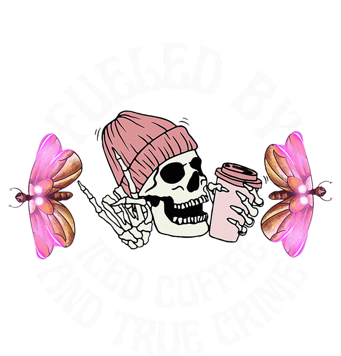 Fueled By Iced Coffee And True Crime Funny Coffee Lovers 7-Panel Snapback Hat