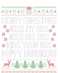 Happy Hanukkah Kiss My Ass His Ass Your Ass Merry Christmas Striped Beanie with Solid Band