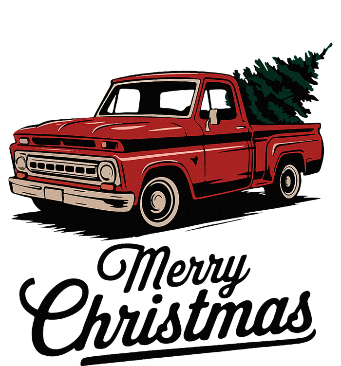 Red Pickup Truck Christmas Tree Poster