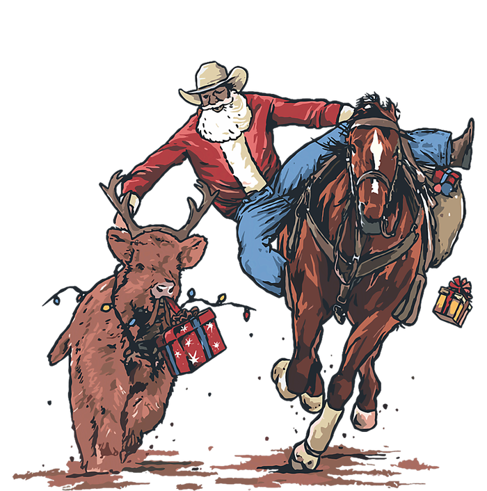 Funny Cowboy Santa Bulldogging Christmas Western Cowboy Xmas Sweatshirt