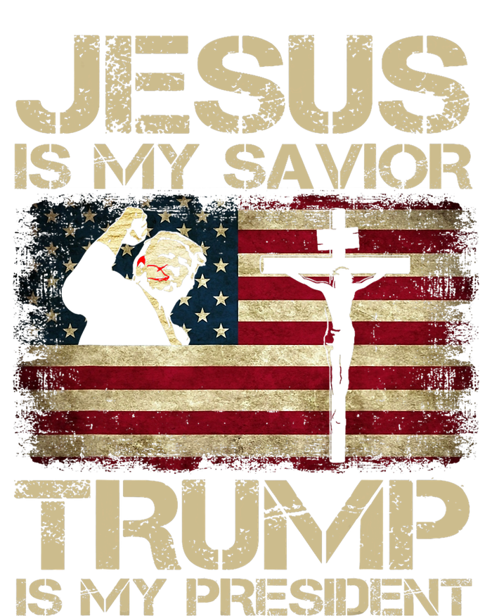 Jesus Is My Savior Trump Is My President Trump 2024 Usa Flag Full-Length Apron With Pockets