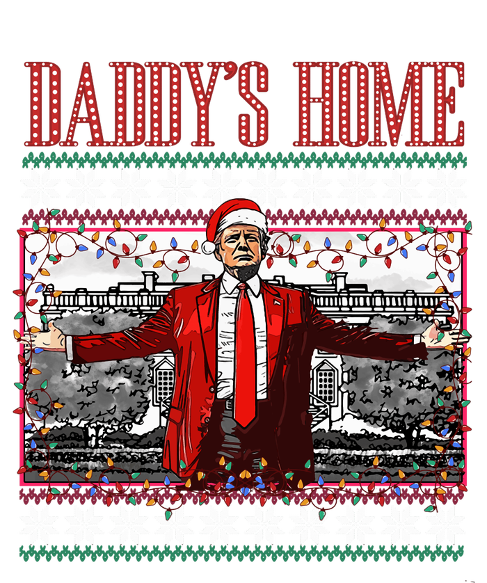 Funny DaddyS Home Trump Ugly Christmas Sweater Xmas Pajamas Womens Cotton Relaxed Long Sleeve T-Shirt