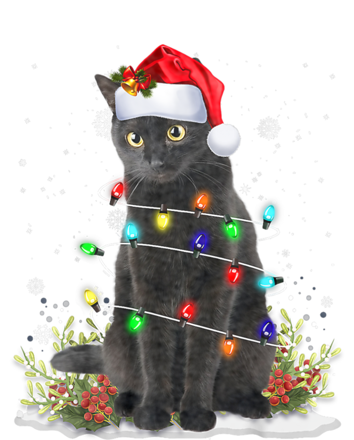 Black Cat Christmas Santa Hat Funny Meowy Cats T-Shirt