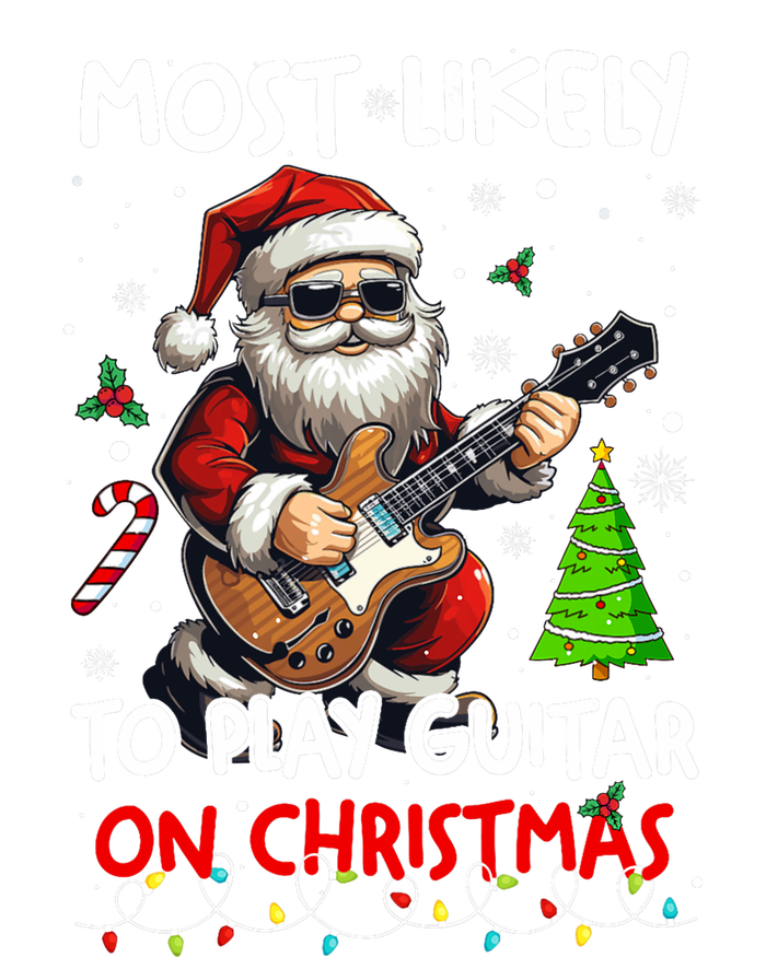 Most Likely To Play Guitar With Santa Matching Christmas High Crown Mesh Back Trucker Hat