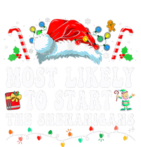 Most Likely To Start The Shenanigans Christmas Family Womens Funnel Neck Pullover Hood