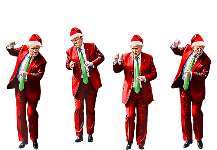 Christmas Funny Trump Dance Santa Claus Xmas Pajamas Gift Womens Funnel Neck Pullover Hood