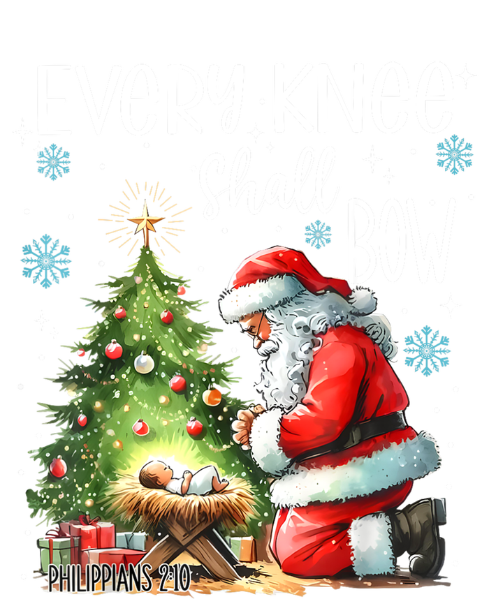 Every Knee Shall Bow Santa Christmas Nativity Scene Xmas T-Shirt