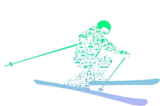 Silhouette Ski Icon For Skiier Ski Skiing T-Shirt