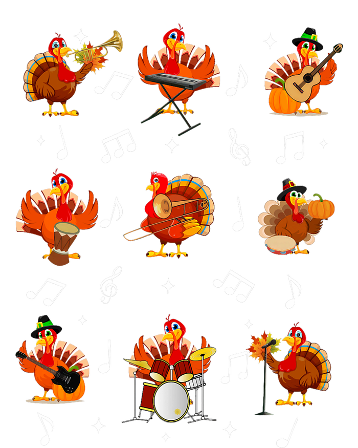 Turkey Squad Music Note Music Teacher Thanksgiving Long Sleeve Pajama Set