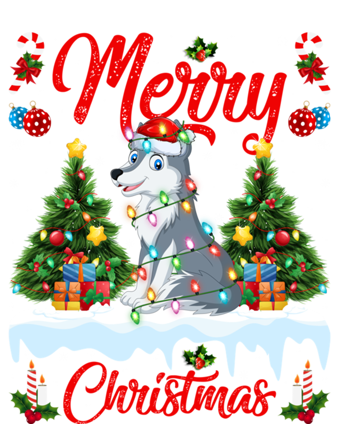 Wolf Merry Christmas Tree Lighting Santa Wolf Xmas Gift Tall Sweatshirt