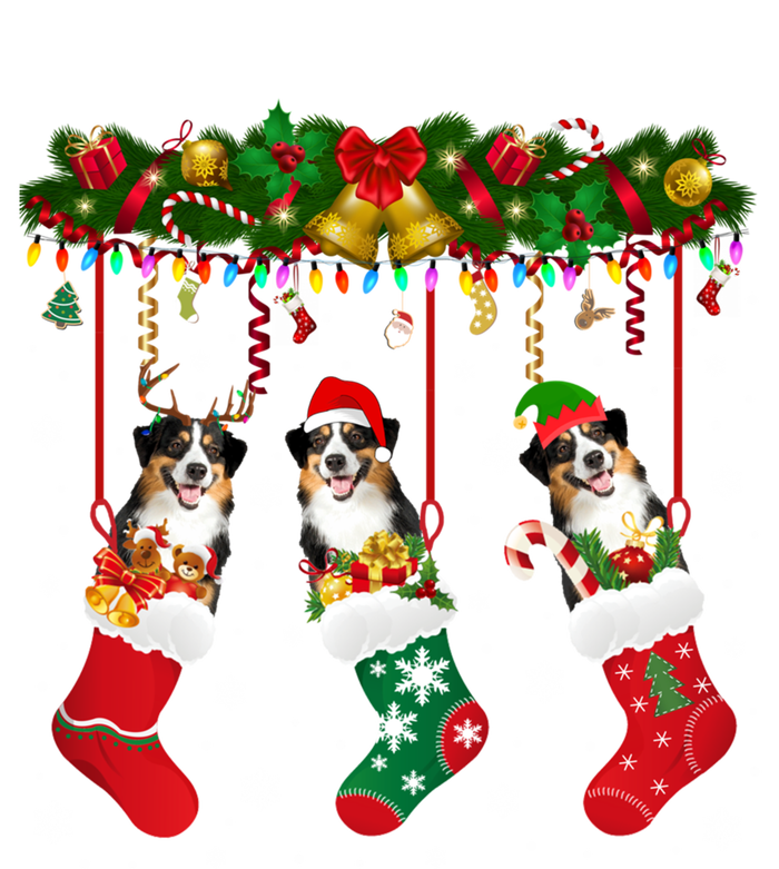 Australian Shepherd In Sock Xmas Reindeer Santa Elf Dog Gift T-Shirt