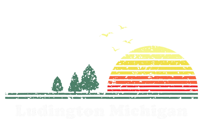 Vintage Ludington Michigan Sunset Souvenir Print Womens CVC Long Sleeve Shirt