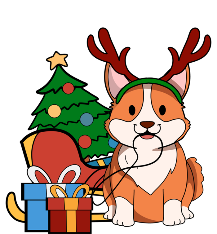 Cute Corgi Dog Santa Reindeer Christmas Gift Trees Sleigh Funny Gift 16 in Basic Backpack