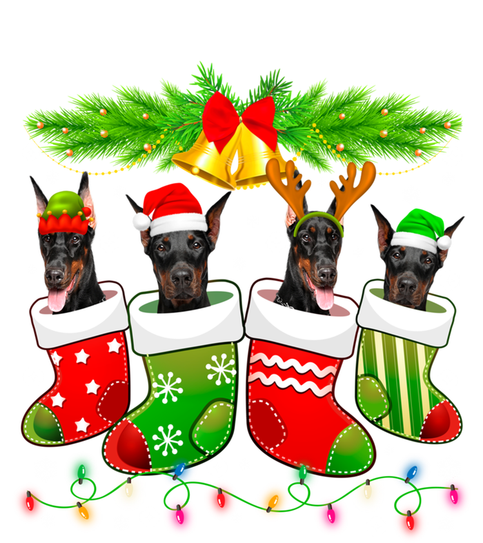 Cute Dober Dog In Sock Christmas Santa Xmas Dog Great Gift Kids T-Shirt