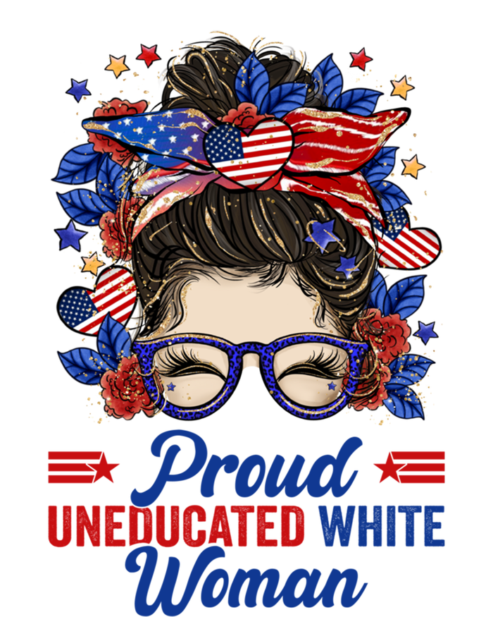 Proud Uneducated White Messy Bun Leopard Glasses Gift Valucap Bio-Washed Visor