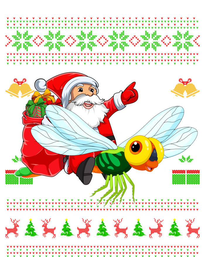 Ugly Xmas Funny Santa Riding Dragonfly Christmas Gift T-Shirt