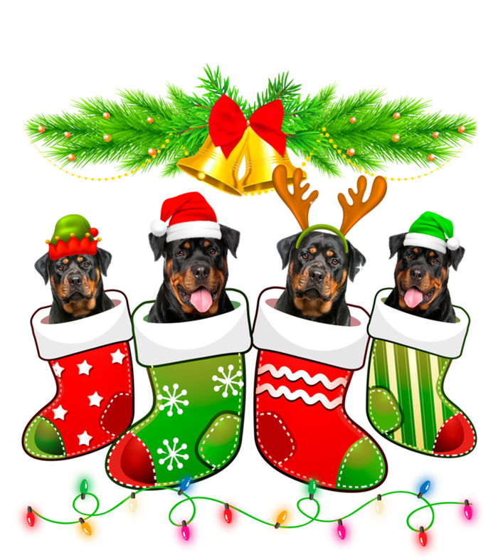 Cute Rottweiler Dog In Sock Christmas Santa Xmas Dog Great Gift Women's Flannel Pajama Set