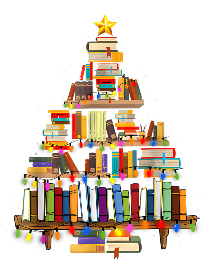 Book Christmas Tree Lights Teacher Librarian Read Lover Xmas T-Shirt