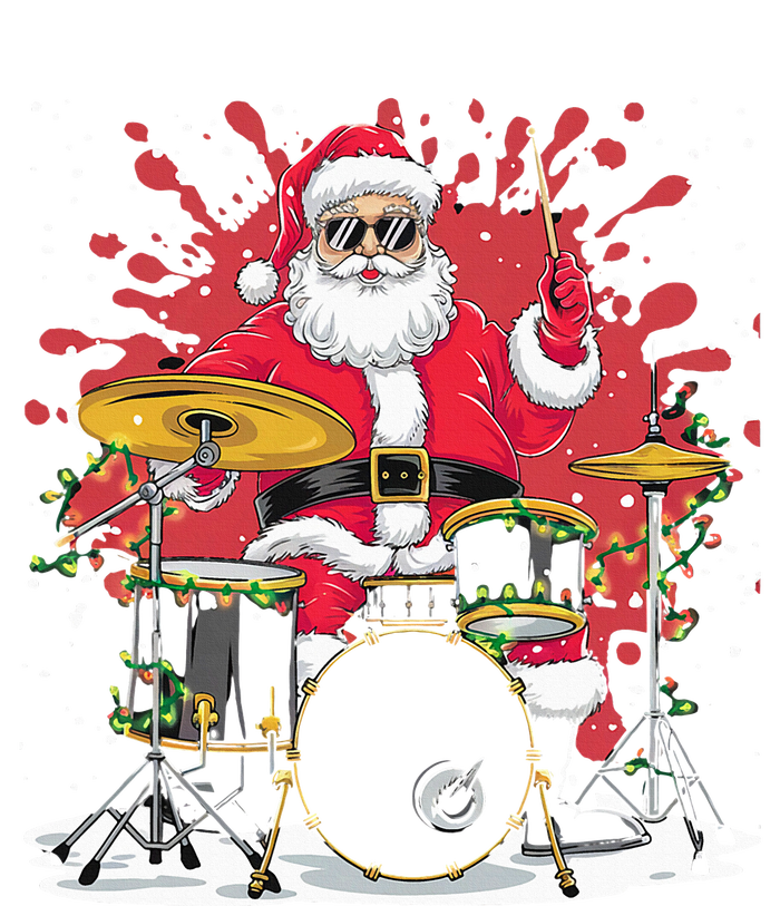 Christmas Drummer Funny Santa Claus On Drums Ladies Essential Flowy Tank