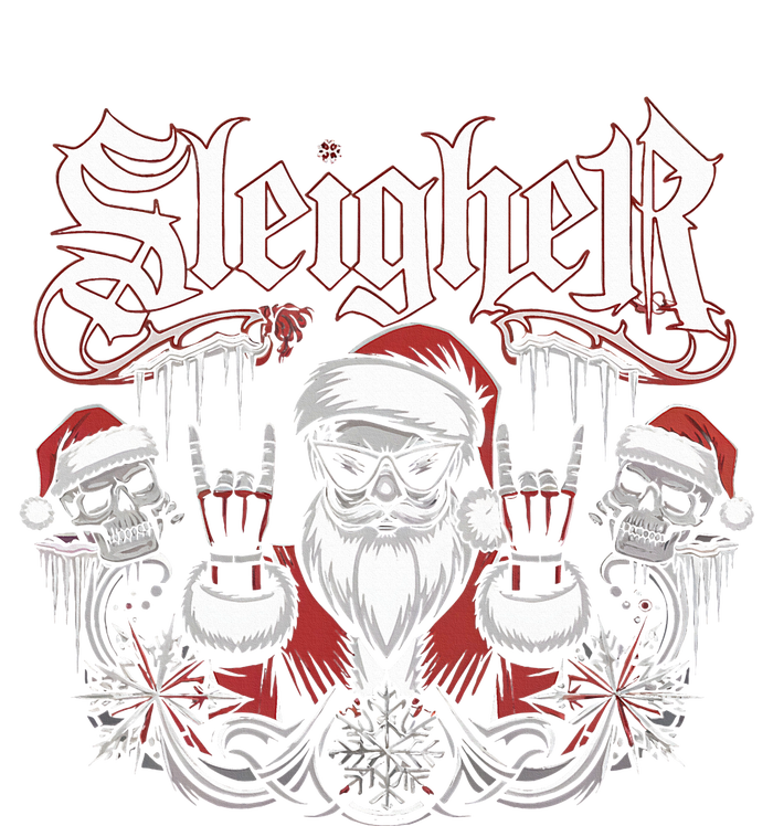 Sleigher Skull Santa Rock N’ Roll Christmas Metal Full Zip Hoodie