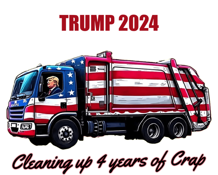 Trump 2024 Cleaning Up 4 Years Of Crap Garbage Truck Women's Racerback Cropped Tank