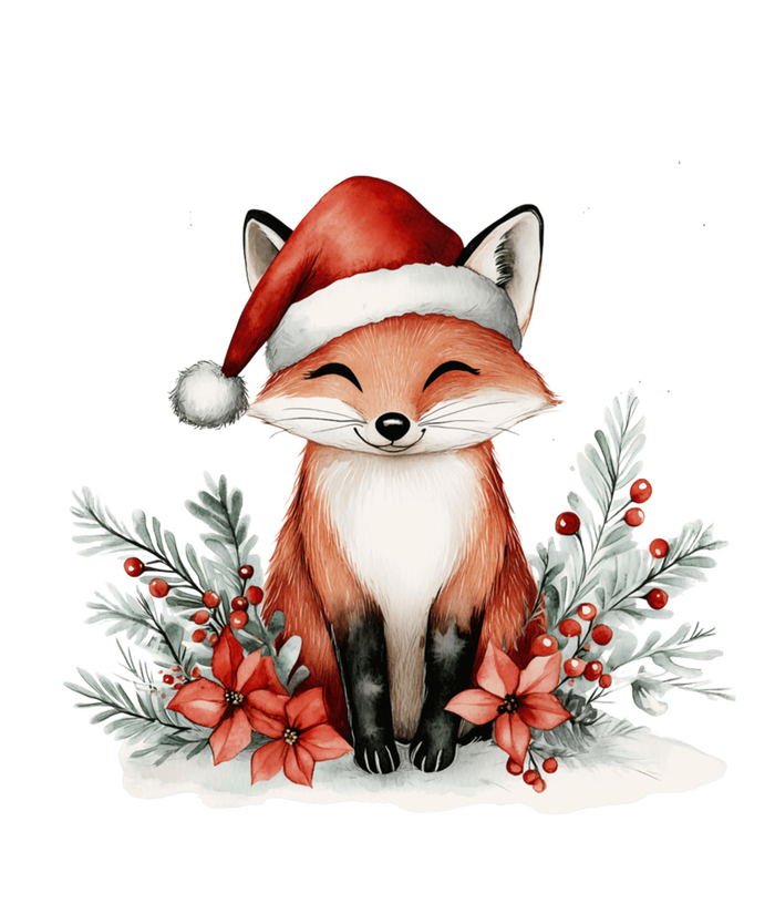 Fox Wearing Santa Hat Christmas Tree Festive Scene T-Shirt