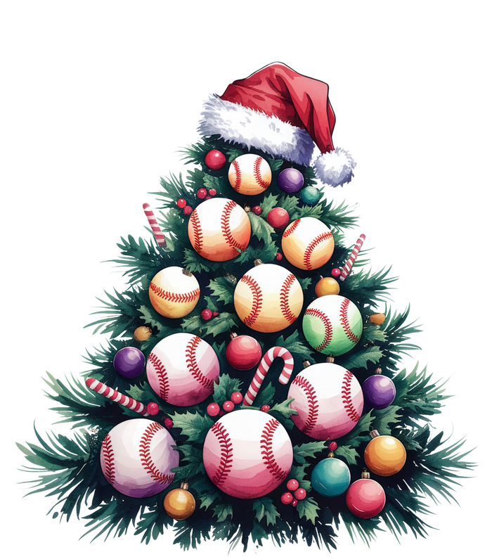 Christmas Xmas Holiday Tree Baseball Lover Funny Tie-Dye Long Sleeve Shirt