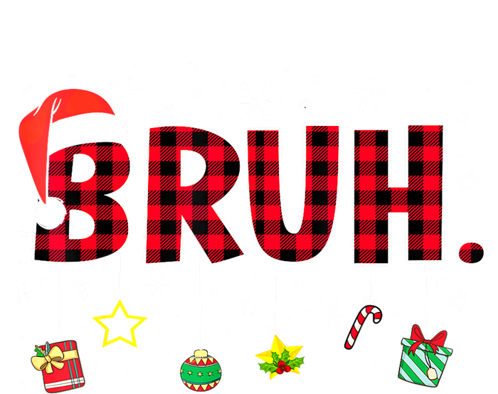 Bruh Funny Christmas Red Plaid Xmas Pajamas Gift Long Sleeve Pajama Set