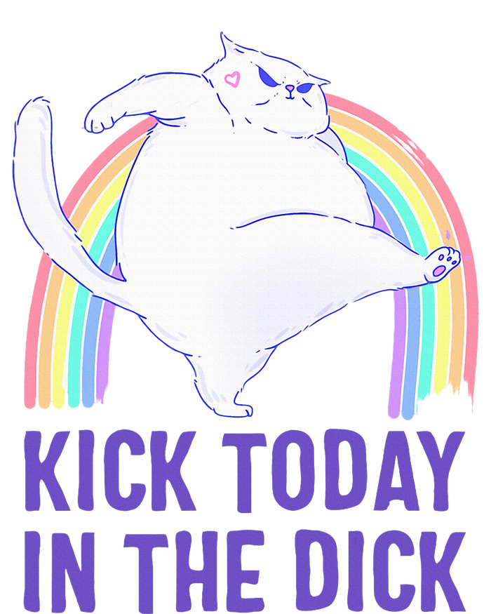 Kick Today In The Dick White Cat Pastel Rainbow T-Shirt