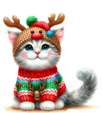 Cat Reindeer Hat Santa Christmas Funny Cat Xmas Swea Women's Flannel Pajama Set