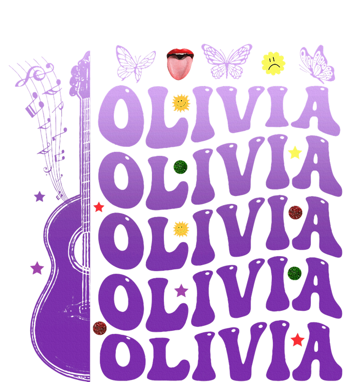 Girl Retro Olivia First Name Personalized Groovy 80S Tall T-Shirt