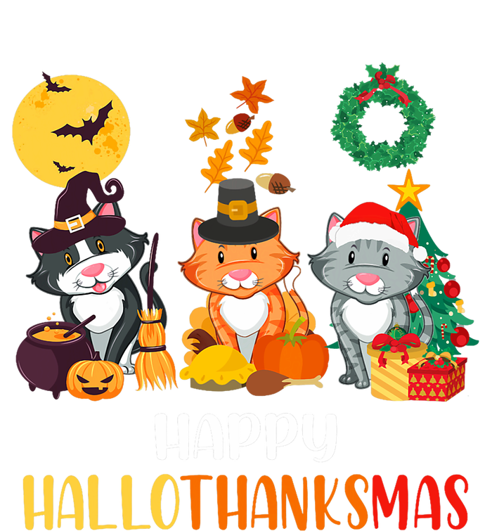 Cat Halloween Christmas Happy Hallothanksmas Thanksgiving T-Shirt