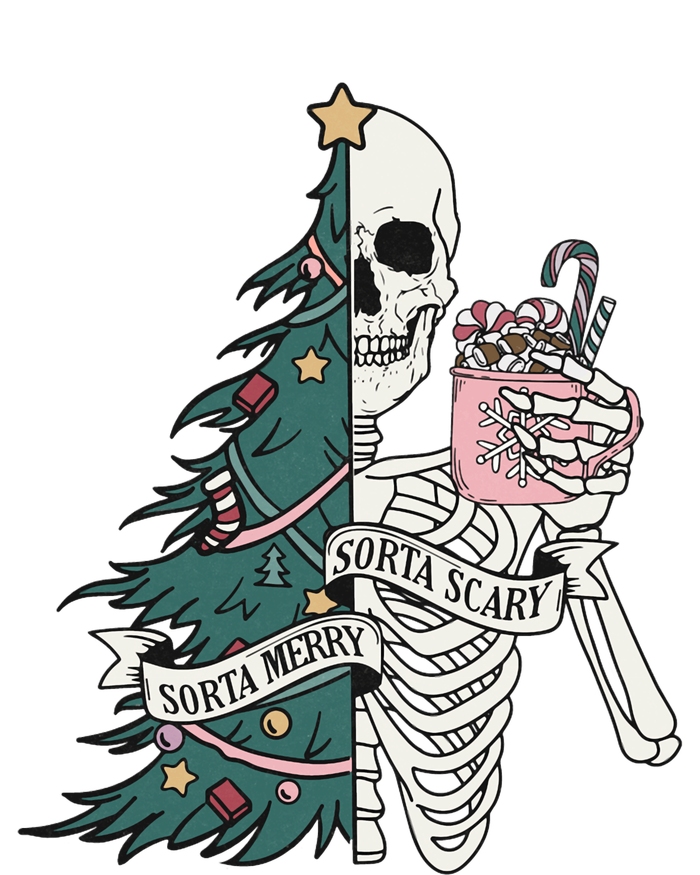 Christmas Horror Skeleton Sorta Merry Scary Dark Humor Cooling Performance Crew T-Shirt