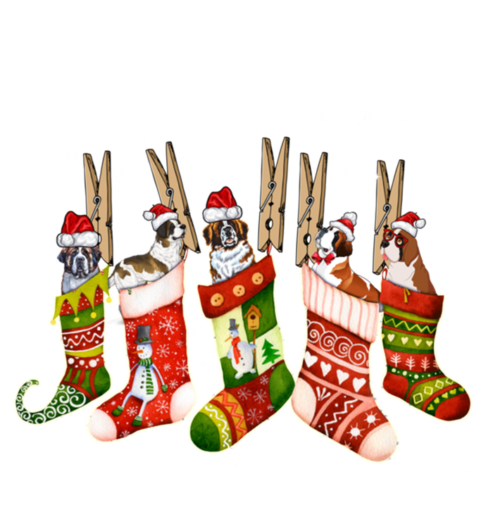 Funny Saint Bernard Dog In Christmas Sock Santa Hat Xmas Dog Cool Gift T-Shirt